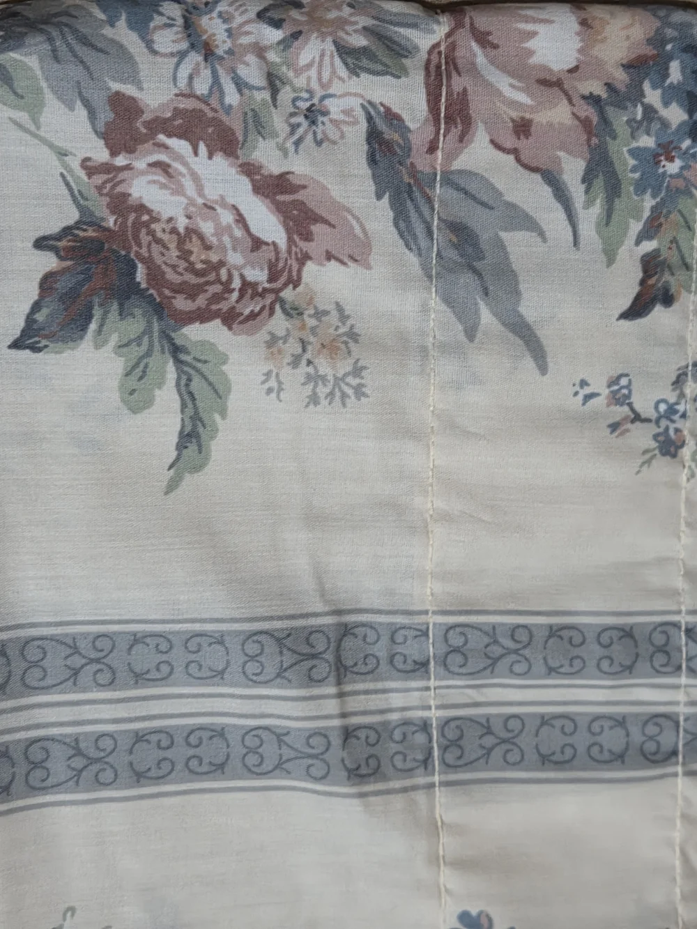 Vintage Floral Valance Blue Lace-Trim  Curtain
